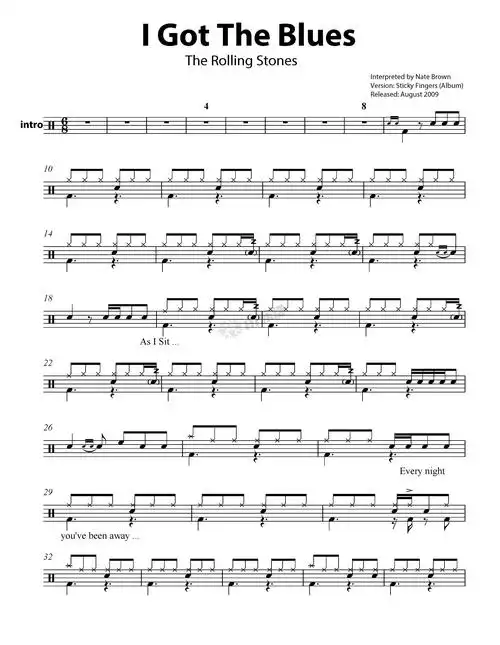 igotthebluesrollingstones架子鼓谱