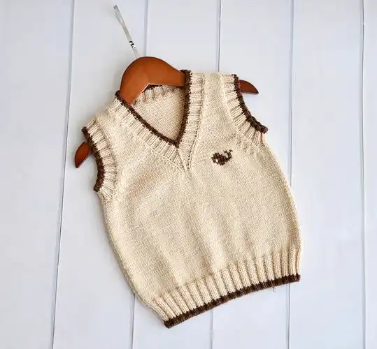 鸡心心领简洁儿童背心手工棒针编织diy毛线diy编织材料包