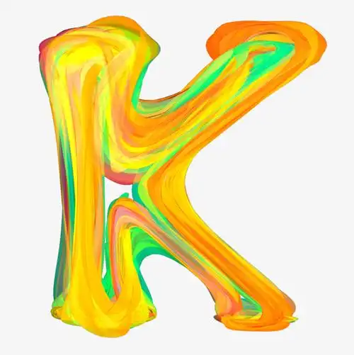 蓝色炫彩卡通手绘炫彩笔刷字母k