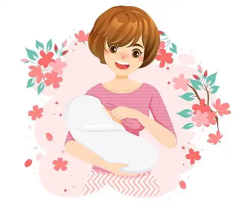 卡通手绘母亲妈妈母婴母乳喂养插画png素材母乳喂养元素