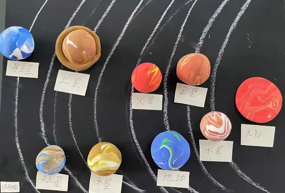 数学 科学课后延时服务/社团 神秘的太阳系 今天一起用彩泥做了太阳系