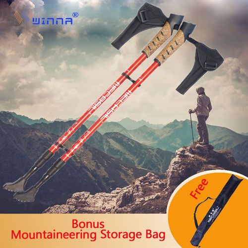 new 2pcs/lot adjustable trekking poles hike walking stick al
