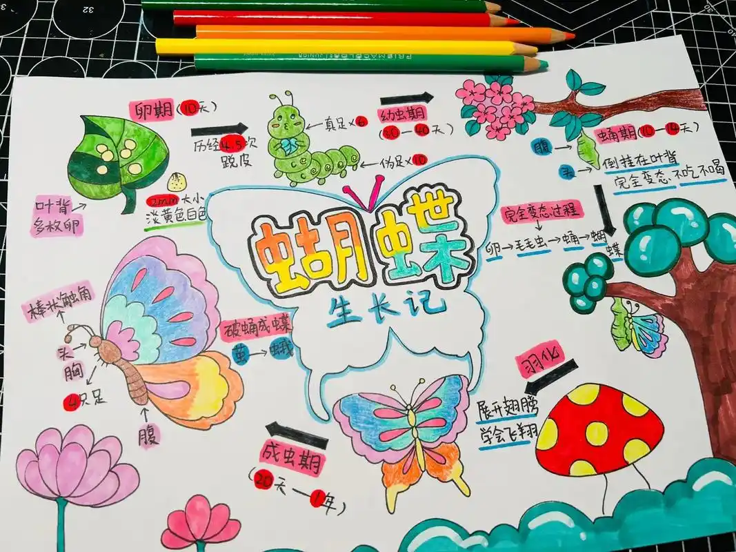 自然笔记蝴蝶生长记.自然笔记手抄报 蝴蝶生长记 昆虫生长记# - 抖音