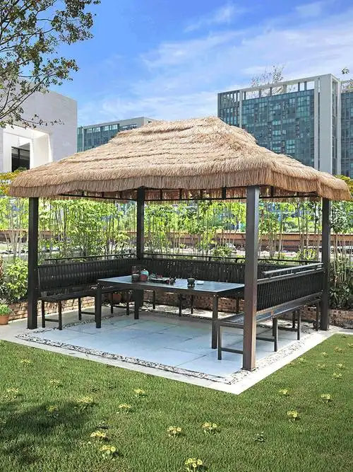 户外茅草屋凉亭帐篷庭院花园楼顶遮阳棚别墅民宿室外四角移动凉棚