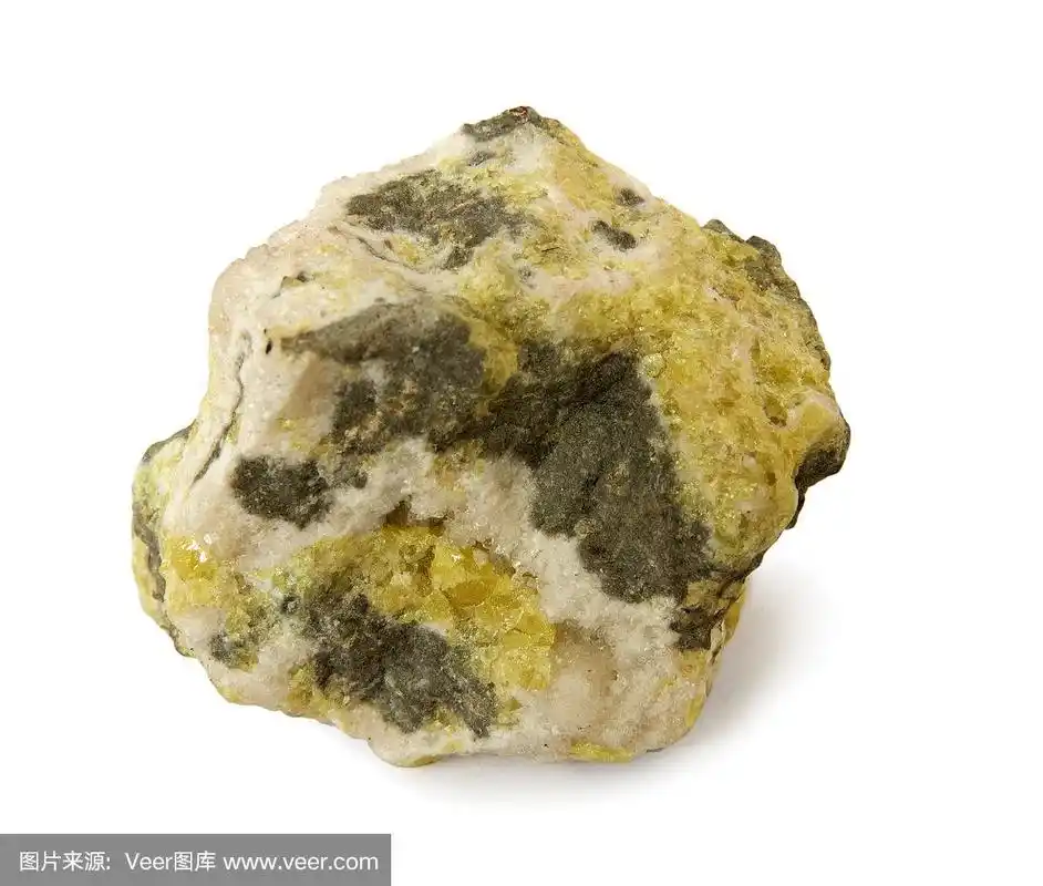 矿物硫孤立在白色背景上.