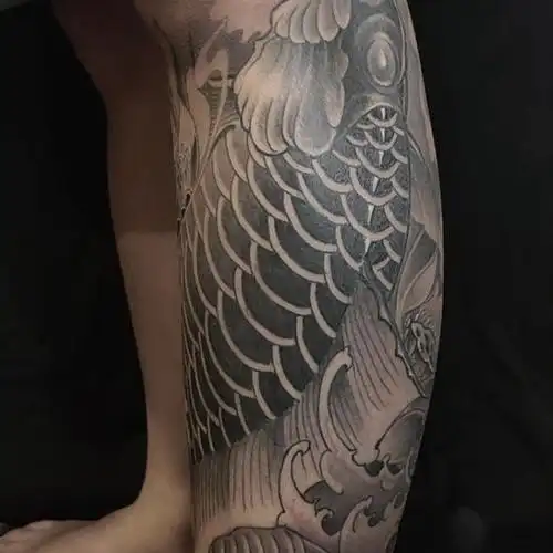 小腿包鲤鱼莲花喜欢意境美,不_纹身吧社区 - 纹身大咖