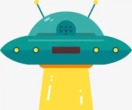绿色卡通外星人飞船