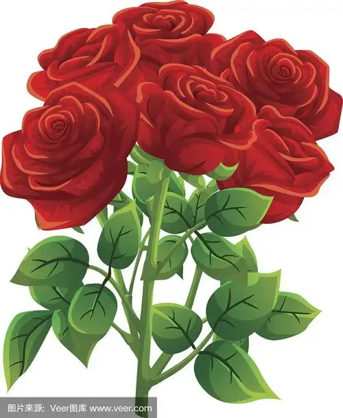 红玫瑰卡通风格