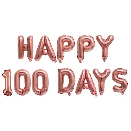 仿美瘦版宝宝100天气球套装 16寸happy 100days铝膜字母套餐批发
