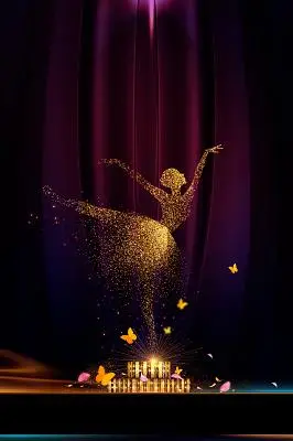 金色人物剪影芭蕾深红舞蹈招生培训宣传海报背景