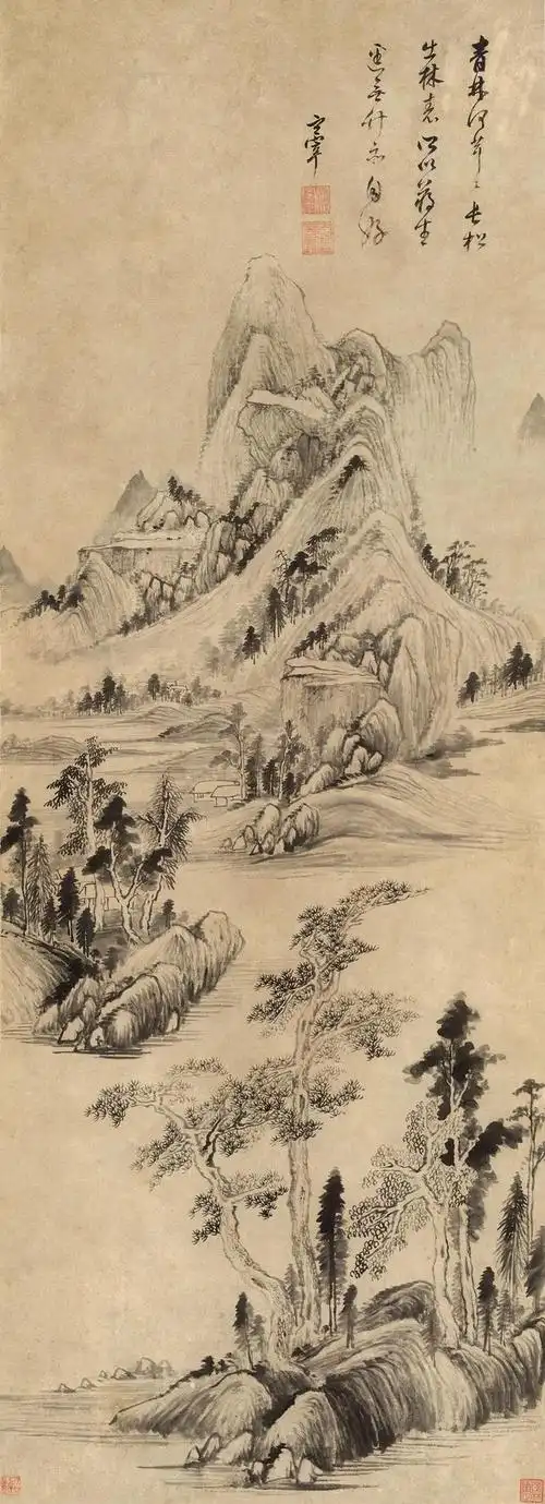 作为积极倡导鼓吹"南宗"正统地位的一代宗师,董其昌的山水画南北分宗