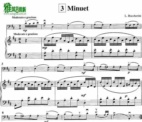 music   流行音乐乐谱   楽谱   五线谱   博凯里尼 小步舞曲大提琴