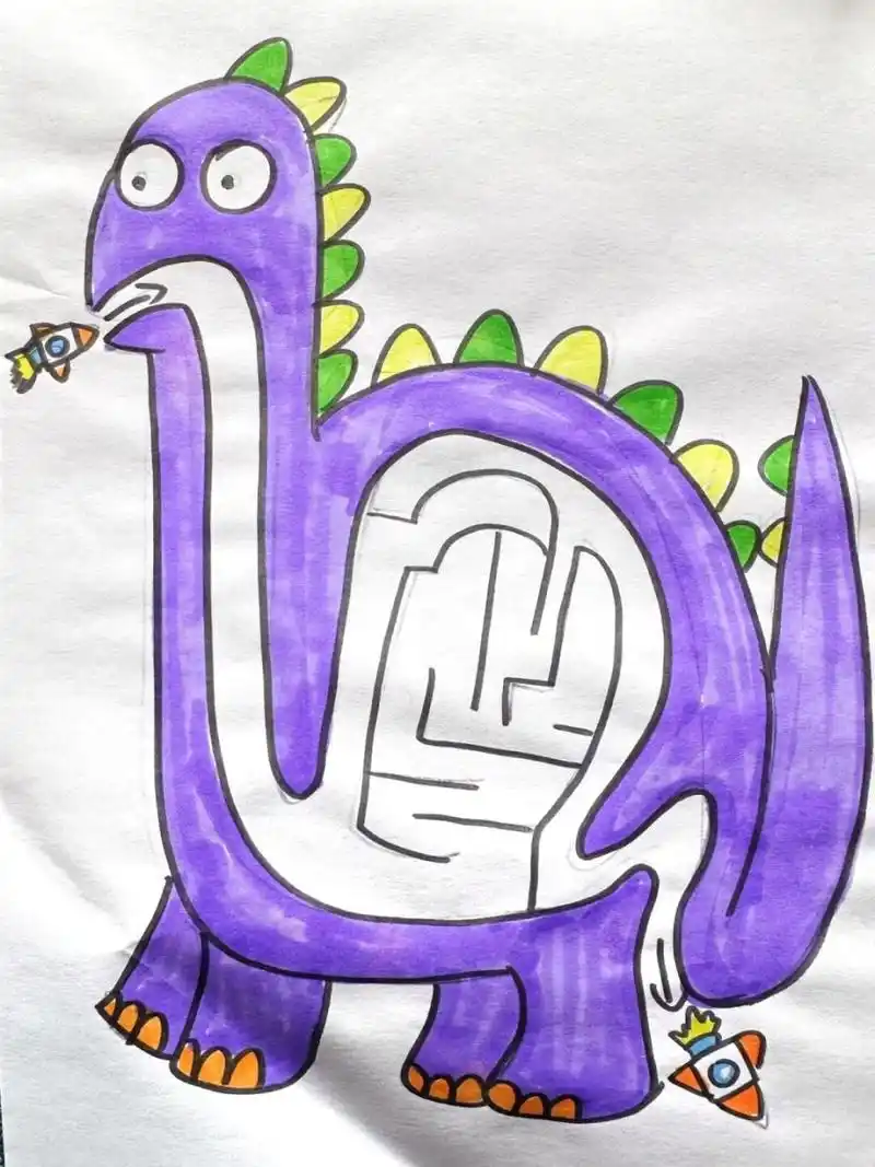 动物 迷宫 上课工具:铅笔 橡皮 绘画纸 勾线笔 马克笔 #创意儿童画