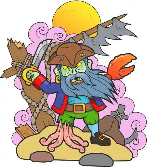 矢量卡通人物插画图片-矢量卡通僵尸海盗的插图素材-高清图片-摄影