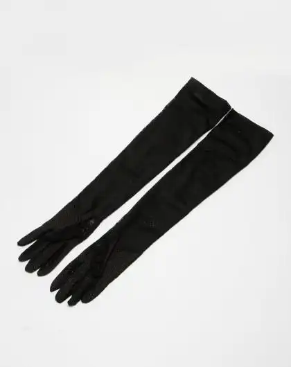 黑色蕾丝花纹长手套