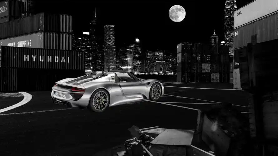 汽车壁纸,设计黑白动感保时捷壁纸教程(5)