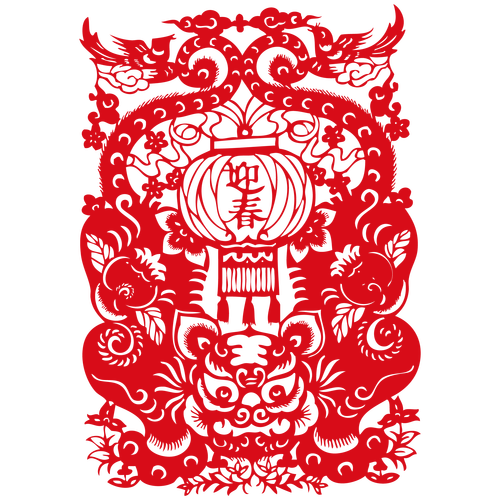 sjy03老虎剪纸窗花生肖虎动物幼儿园剪纸宣纸无纺布贴画剪纸贴