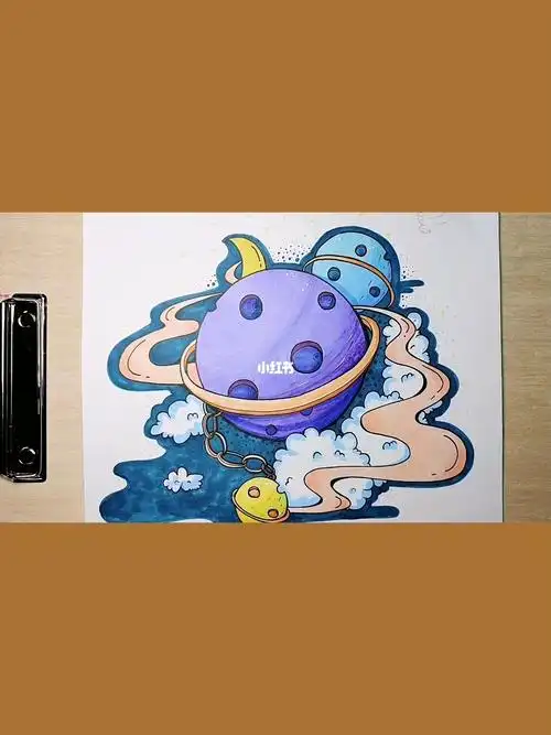 马克笔手绘单体示范三个星球二