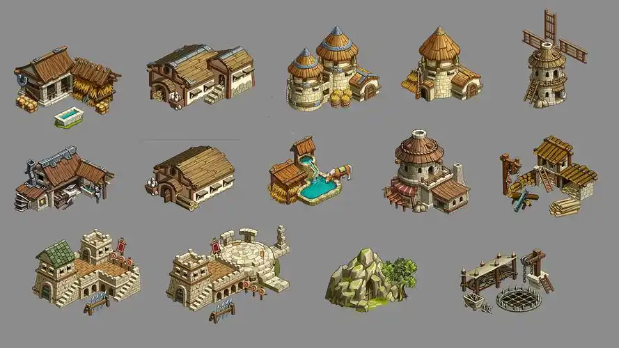 一组q版手机游戏场景建筑|插画|游戏原画|架谷曈曚 - 原创作品 - 站酷