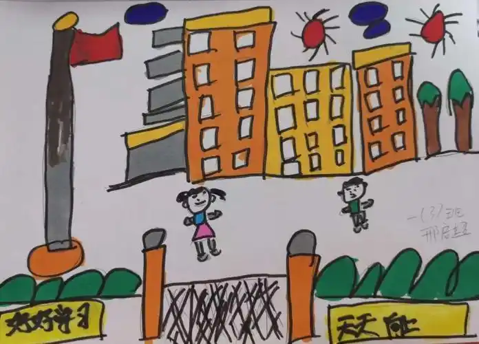 画画记忆中的校园一年级学生部分作品欣赏