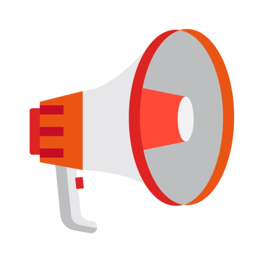 橙色扁平化喇叭扩音器通知元素