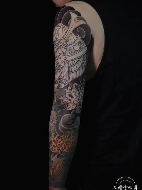 鬼武士花臂纹身