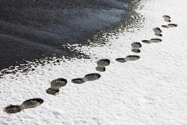 脚印_雪中_危险_走_雪地_高清图片_全景视觉