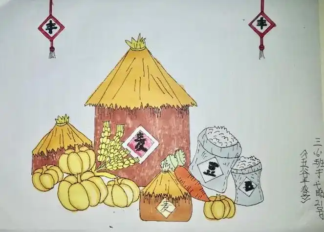 玉米简笔画步骤图厉行节约绘画光盘行动儿童美术画 - 毛毛简笔画丰收