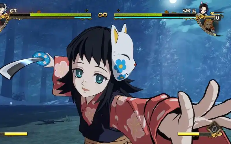 鬼灭之刃真菰vs蝴蝶忍攻击速度极快在空中就可以释放技能