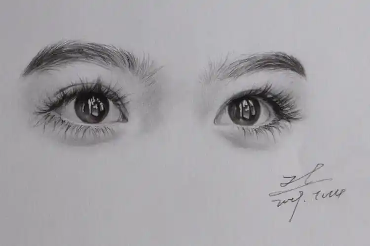 素描眼睛附过程图