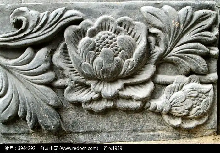 花卉纹样石刻浮雕