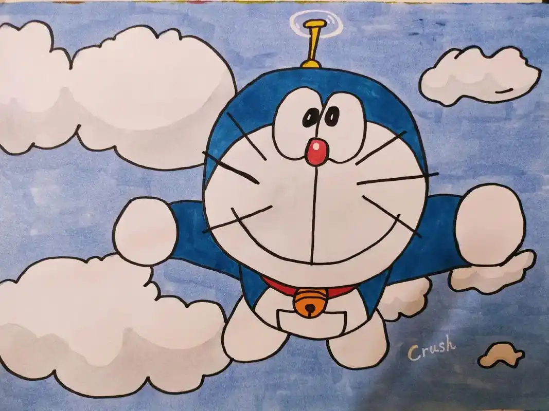 马克笔手绘哆啦a梦 - 抖音