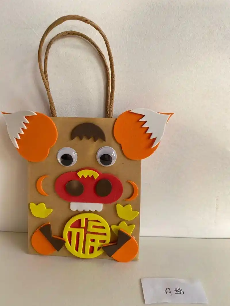 手工制作/卡通动物牛皮纸袋 所有的小动物都可以用牛皮纸袋制作 出图