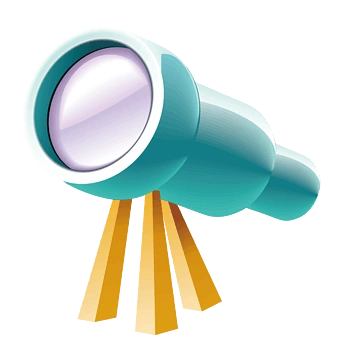 蓝色质感卡通望远镜