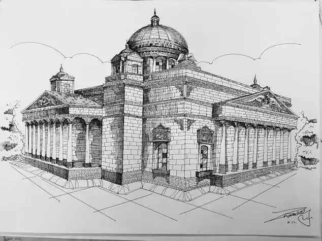 古建筑素描 古建筑素描画