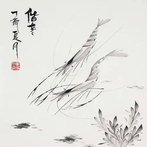 车厚宾国画虾图作品赏析趣味横生清心怡性
