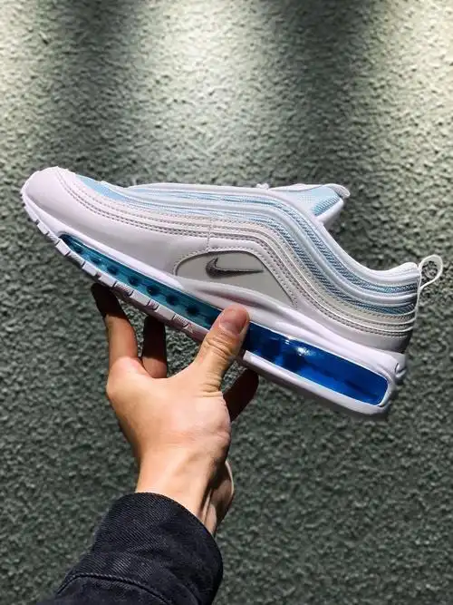 air max 97 耶稣圣水撒旦伦敦上海限定黑银头 男女气垫跑步鞋 白粉