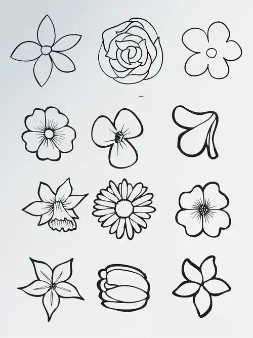 十种花的简笔画,初学者简单实用各类花朵简笔手绘简笔画花朵各种花朵