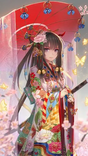 二次元性感浴衣美女手机壁纸