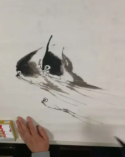 关贞远老师在北京朝阳区农民书画研究会水族专修班授课神仙鱼画法专辑