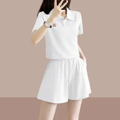 2024夏女装新款女士运动服套装休闲时尚短袖短裤两件套小个子洋气