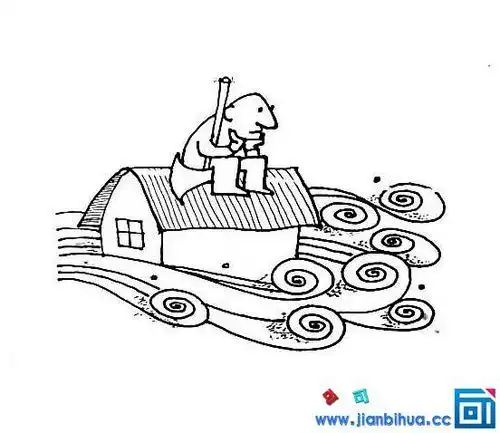 关于发洪水的简笔画简单漂亮画法洪水来了怎么画