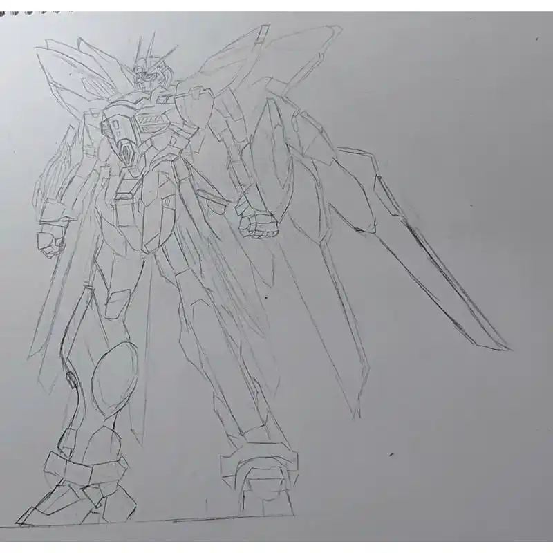 临摹的强袭自由,第一次画高达,太难了也!