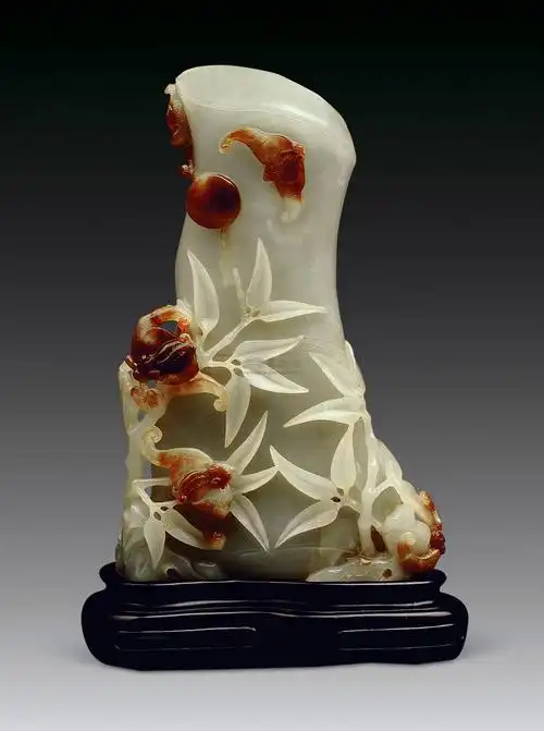 0318 青白玉雕竹节摆件