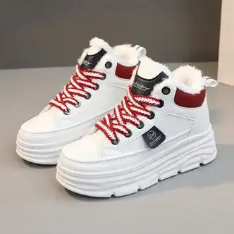 香芙伦6厘米内增高小白鞋冬天穿的鞋子女生高帮运动鞋高中生厚底雪地