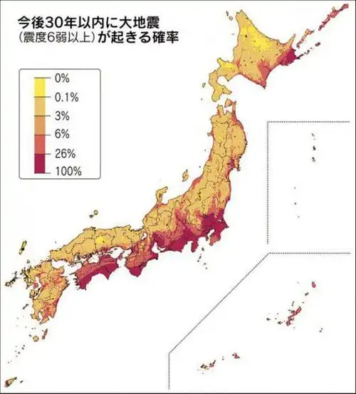 日本发全国地震预测地图任何地方都可能大地震