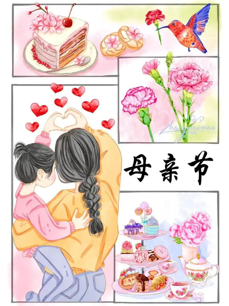 分镜插画|母亲节   我的青春 您的白发 愿时光温柔 伴您芳华 提前祝