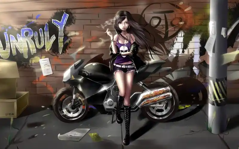 sai机车少女绘画过程