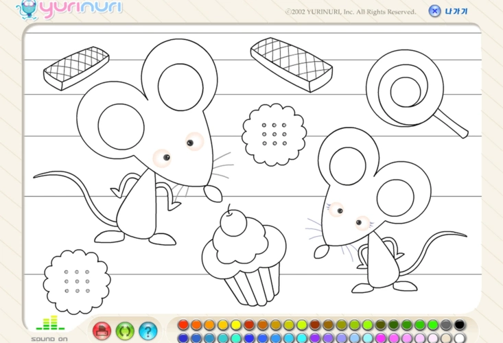 韩国yurinuri网站的卡通涂色游戏,可直接打印.