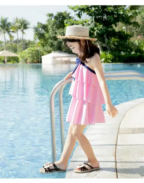 佑游泳衣女童中大童连体公主裙式可爱宝宝套装小孩女孩婴儿泳装